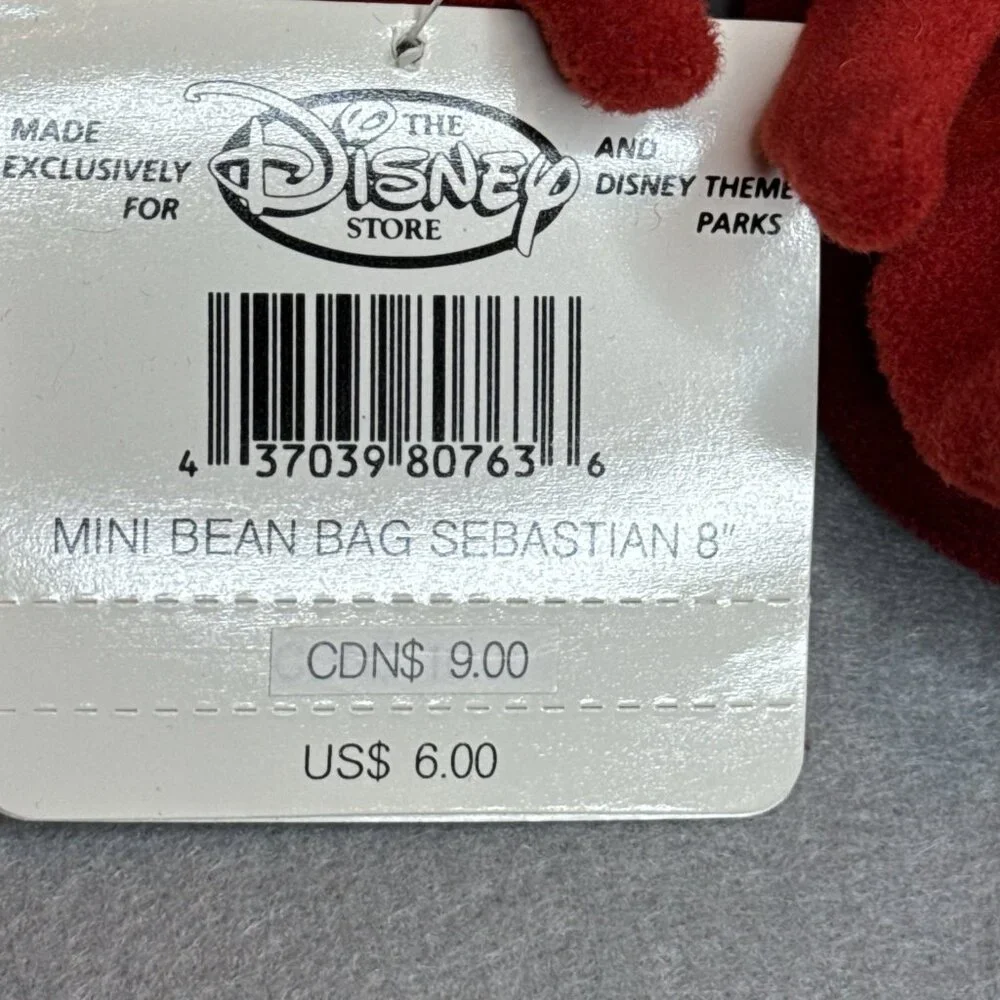 Sebastian Flounder The Little Mermaid The Disney Store Bean Bag Plush Set of 2 - Picture 4 of 8